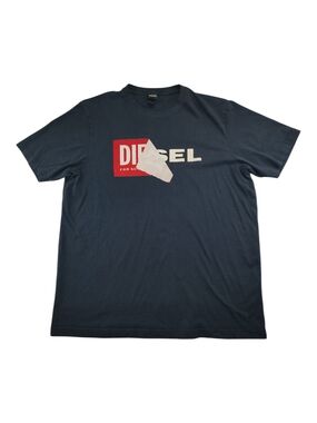 Diesel Navy Logo Tee Men's XL Graphic Layered Design Cotton Shirt Streetwear Y2k